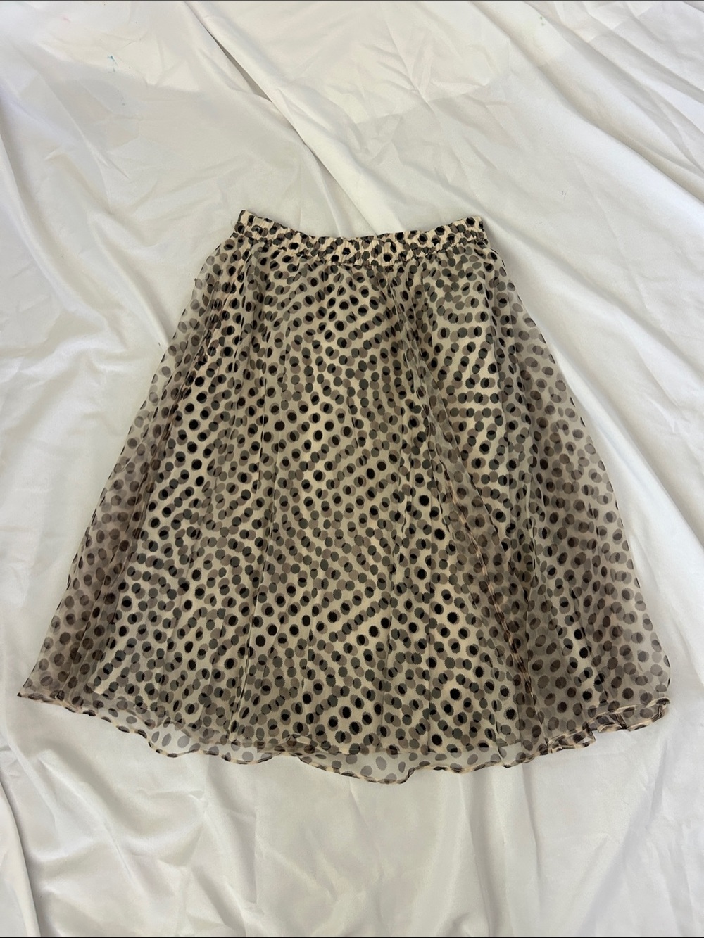 Anthropologie Polka Dot Circle Skirt in Beige and Black